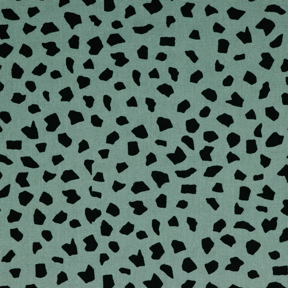 Linnen viscose turquoise met zwarte vlekken - Poppy