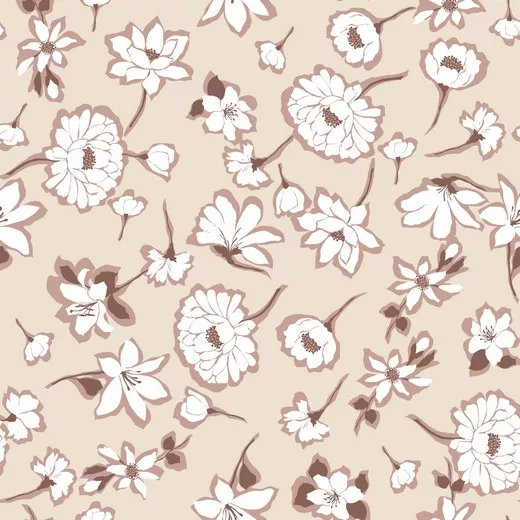 Linnen beige met bloemen - Poppy