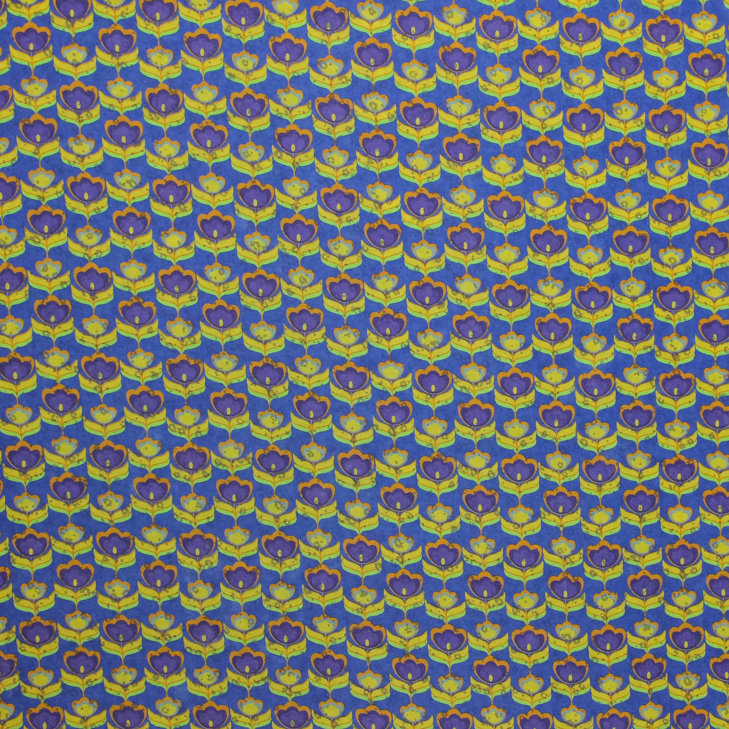 Viscose crêpe blauw met bloemen