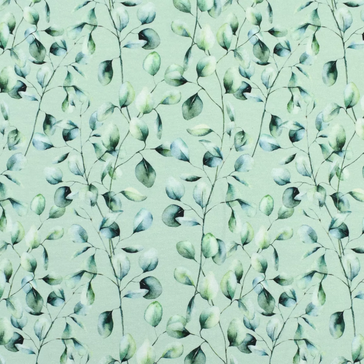 French terry munt met groene bladeren - Poppy
