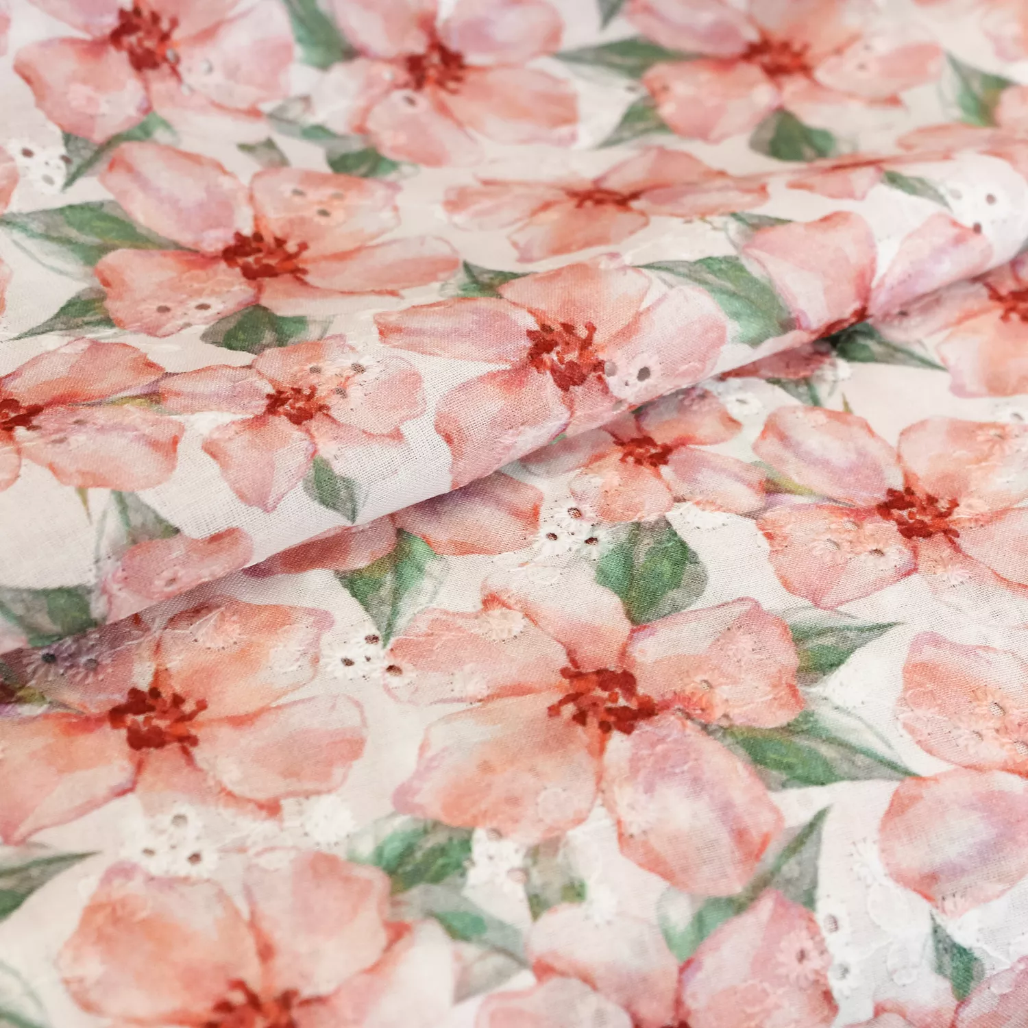 Broderie met roze bloemen - Poppy