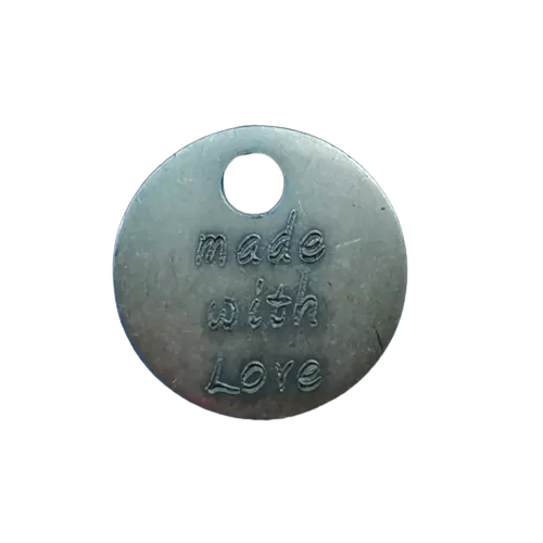Label 'made with love' - verzilverd 20 mm rond