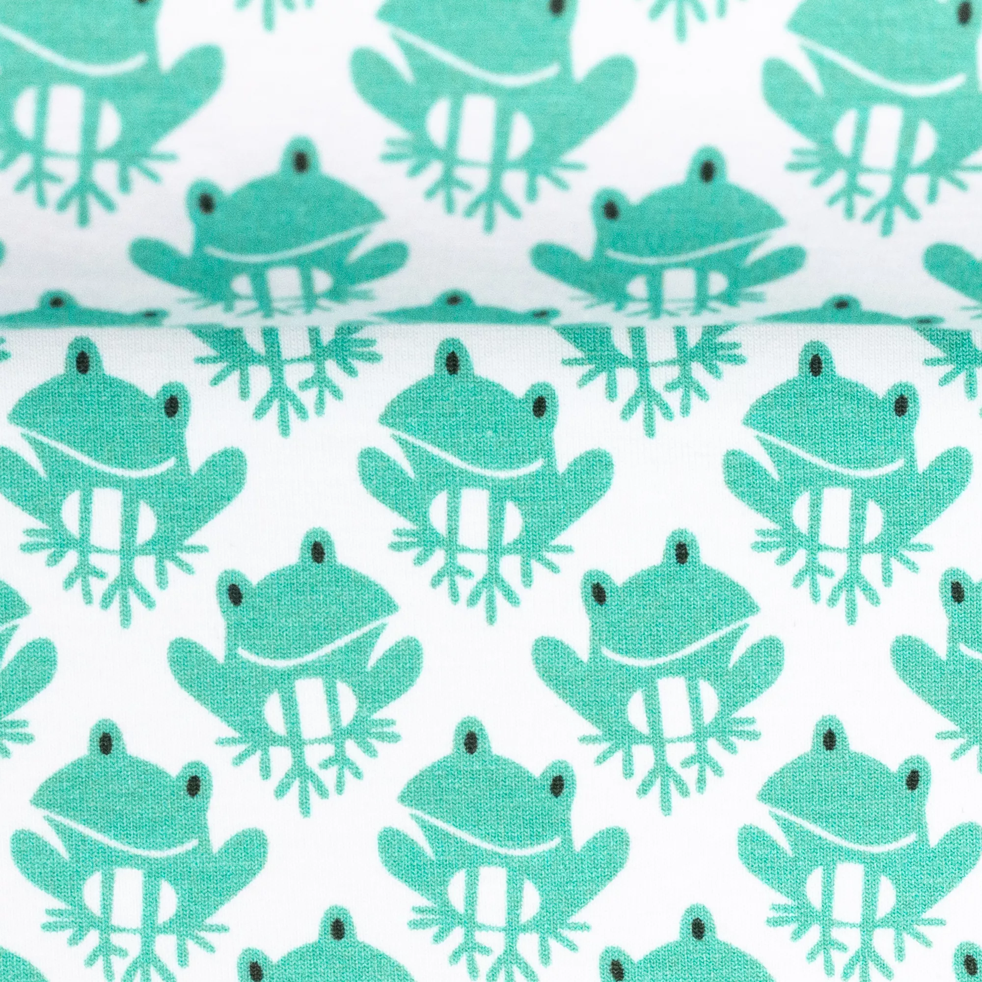 Katoentricot wit met kikkers - Animal Minis by Käselotti