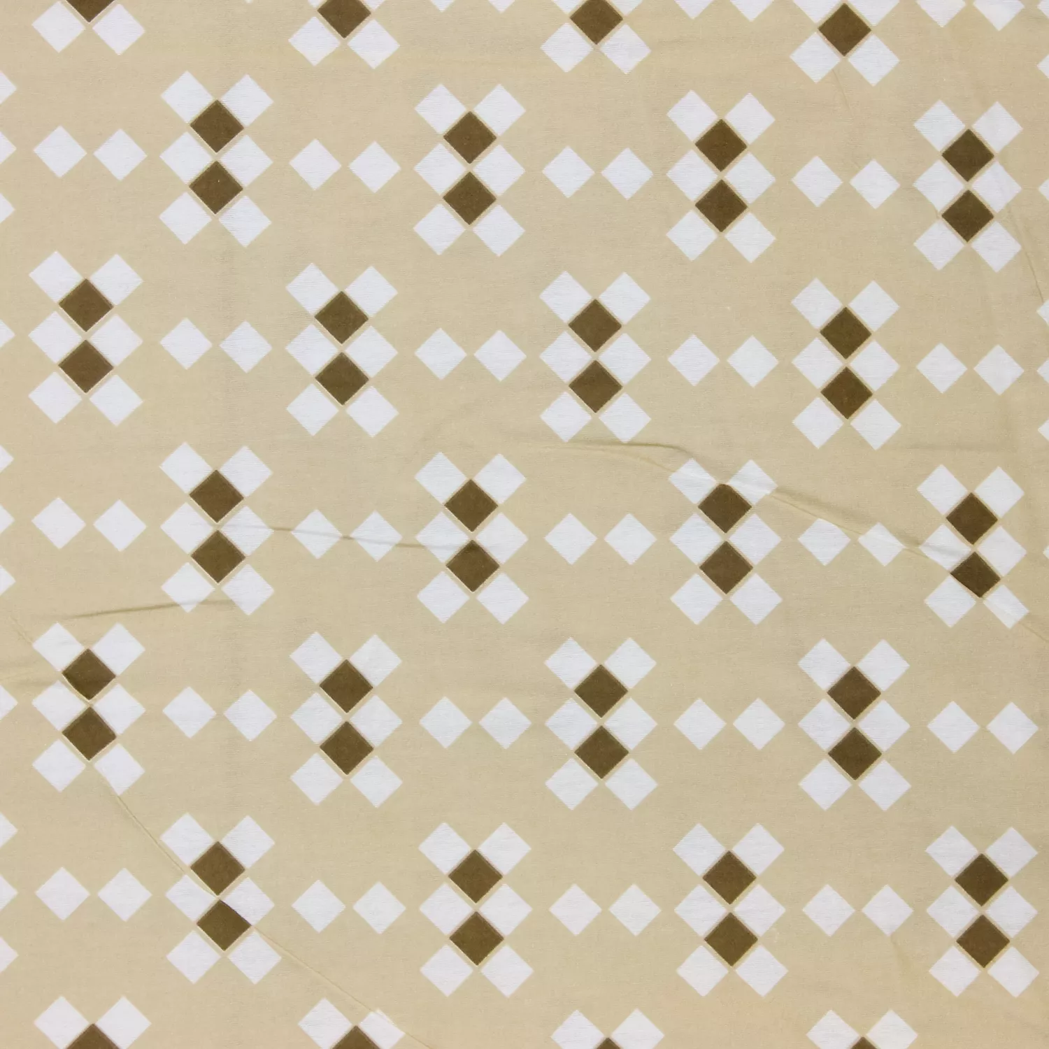 Lakenstof flanel beige met vierkant motief