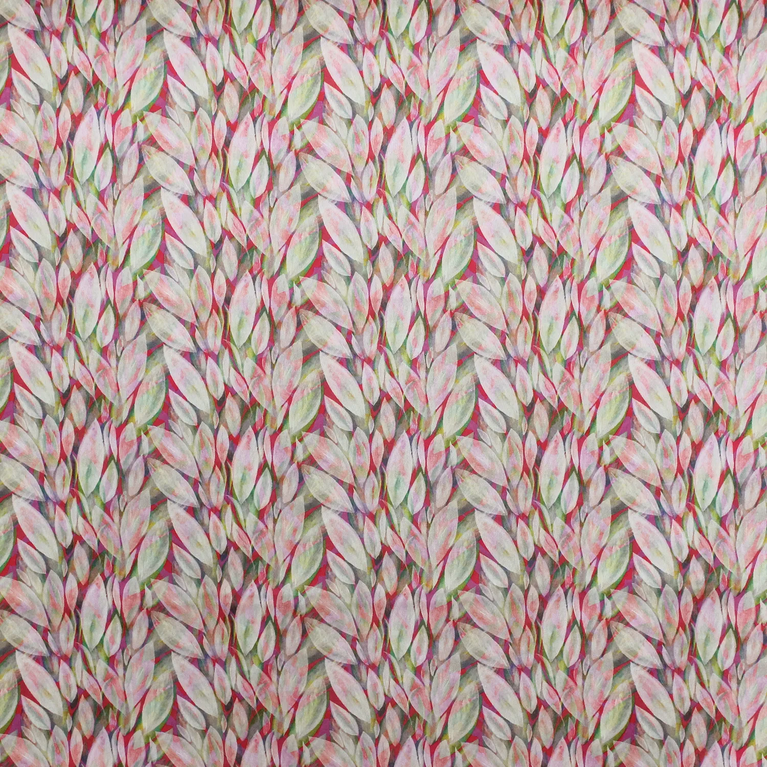 Gesatineerde rekbare polyester roze met bladeren