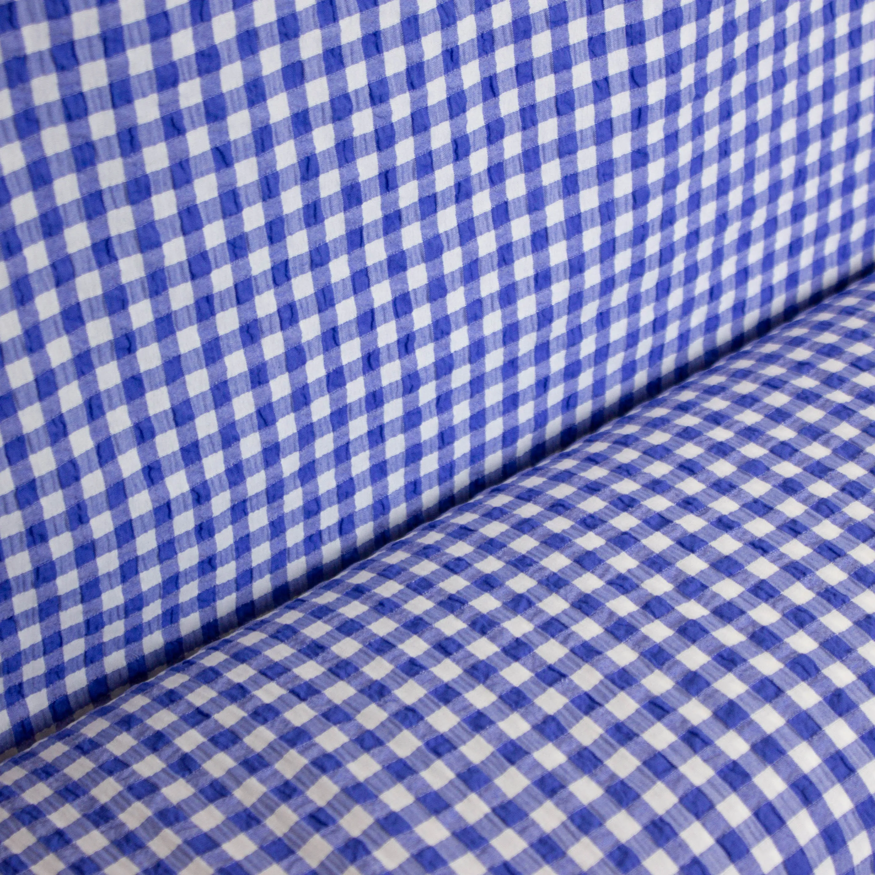 seersucker geruit blauw - Fibre Mood
