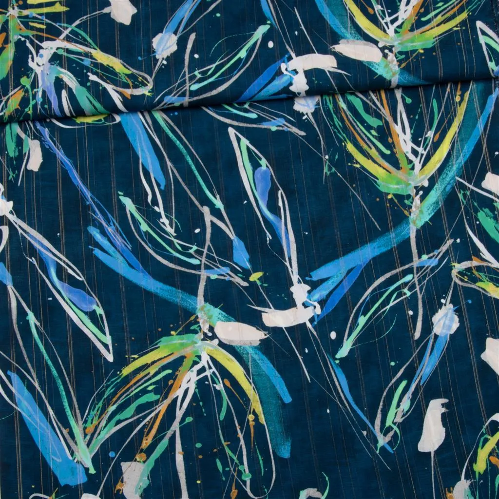 Viscose petrol met gouden  lurex - Burda