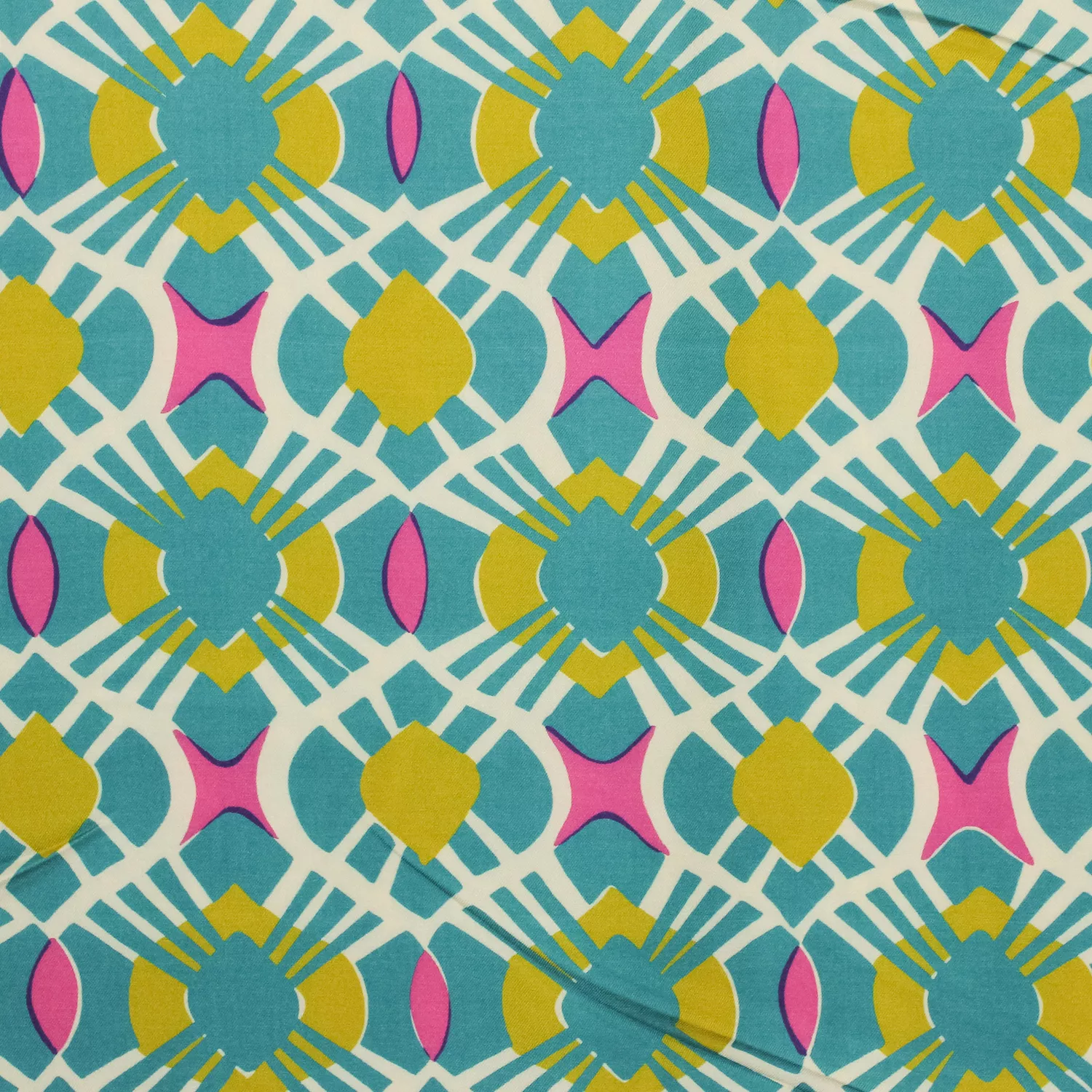 Viscose ecru met turquoise patroon - Burda