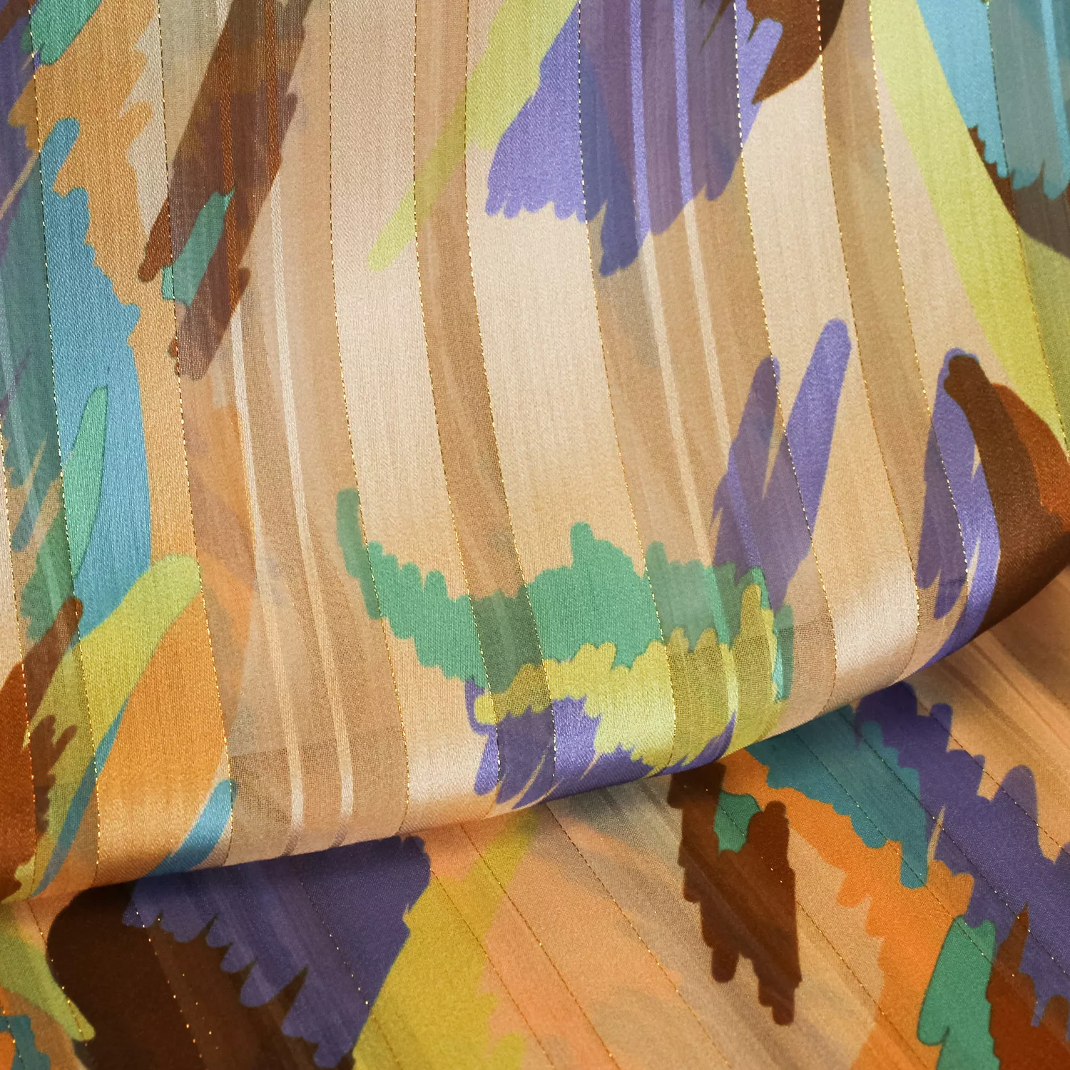 Voile oranje gestreept met gouden lurex  - Knipmode