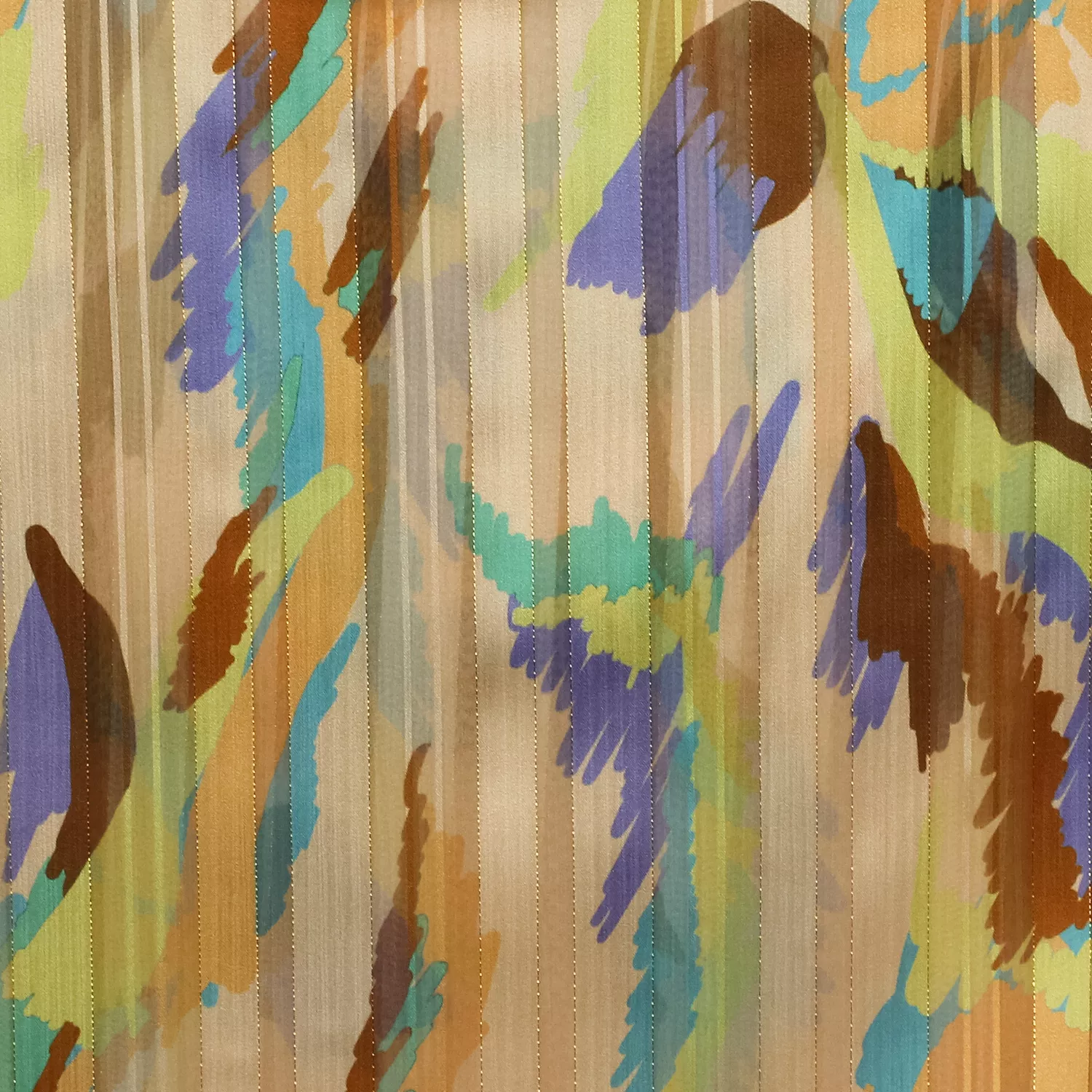 Voile oranje gestreept met gouden lurex  - Knipmode