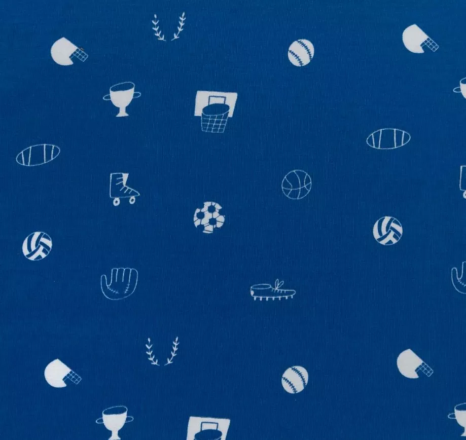 Tricot donkerblauw met glow in the dark basketbalfiguren  - Katia -
