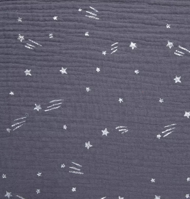 Double gauze grijs met licht glinsterende vallende sterren   - Katia
