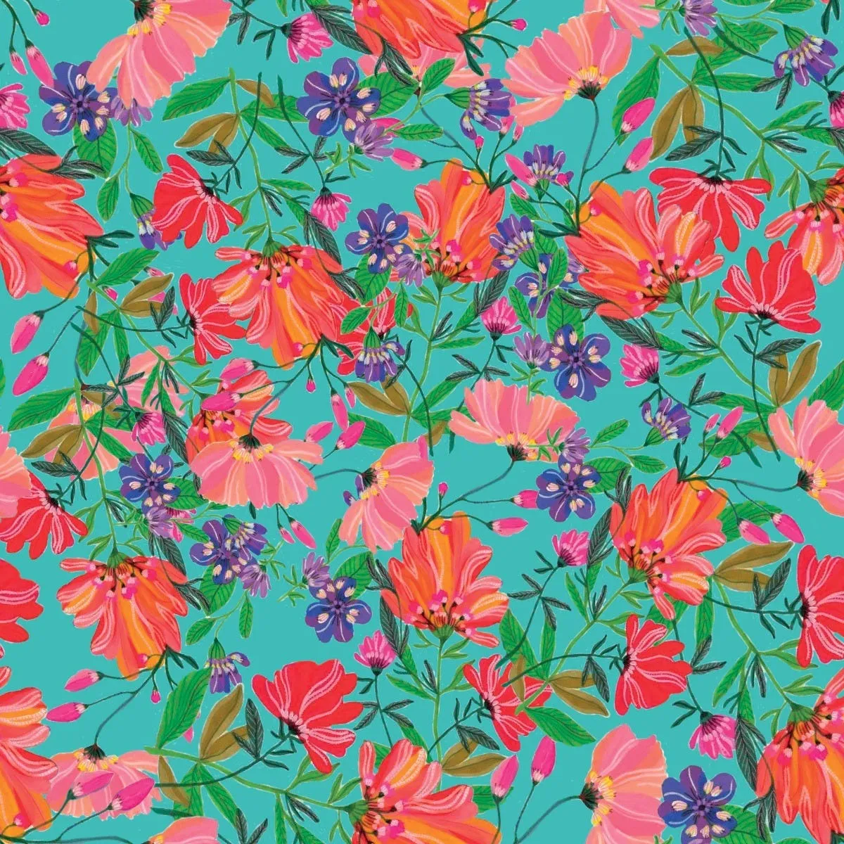 Canvas fijn bloemen 'Roeqiya'