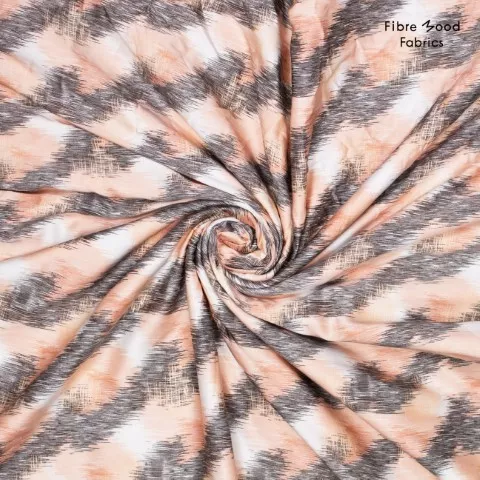 Gesatineerde viscose met roos en grijze print - Fibre Mood