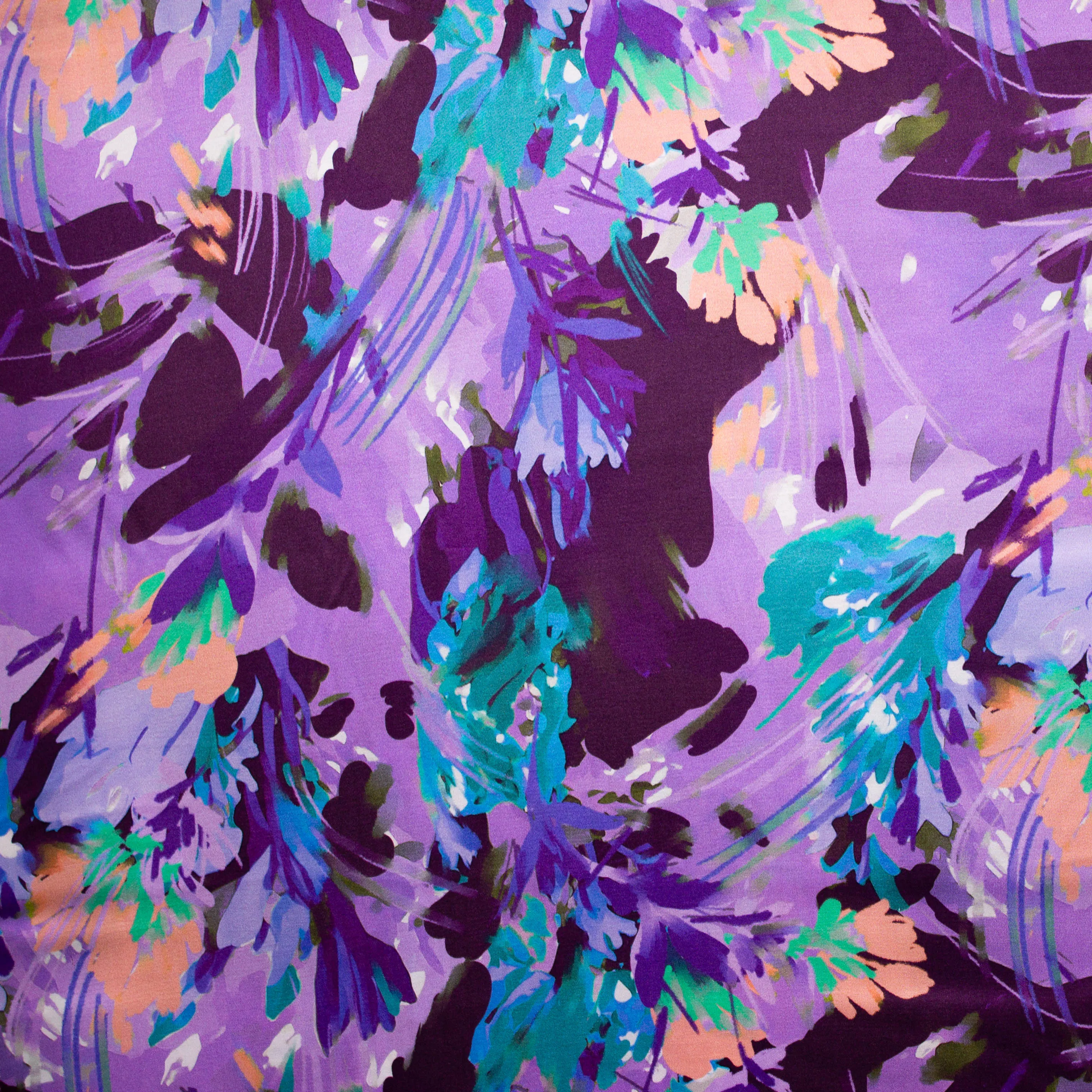 Viscose paars met abstract motief - Marylène Madou