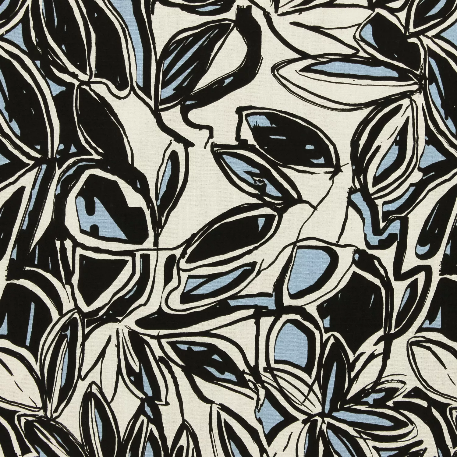 Viscose linnen met blauw/zwart patroon
