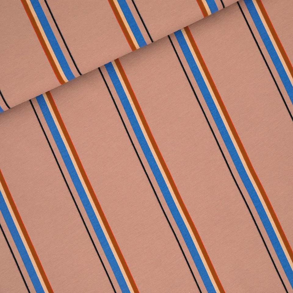 French Terry pastel oranje met gekleurde strepen 'lines'  - See You At Six -