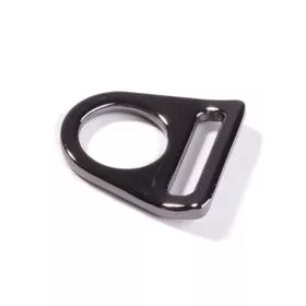 D ring met bandopening - gunmetal - 25 mm - gebogen