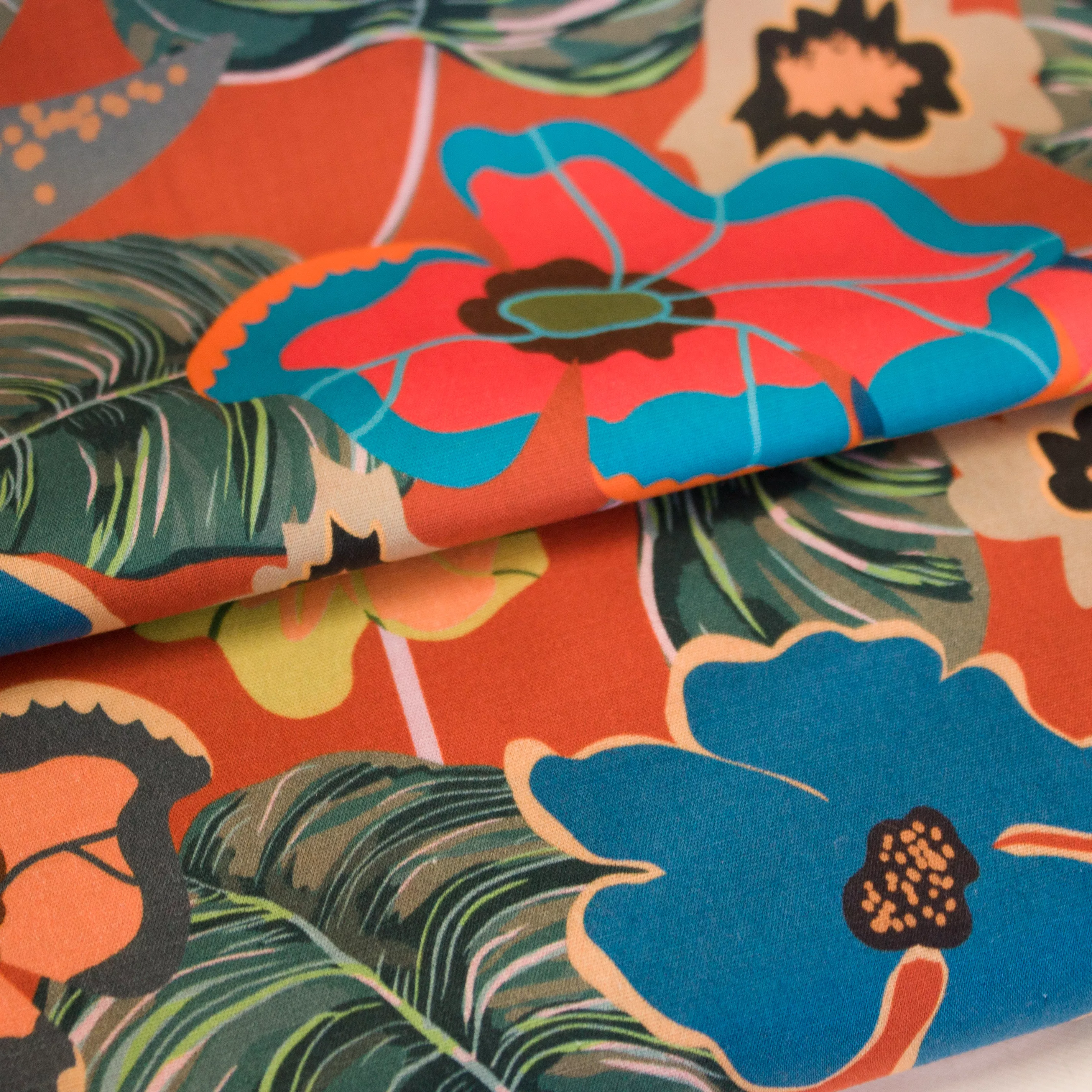 Oranje Polyester met Bloemen van La Maison Victor
