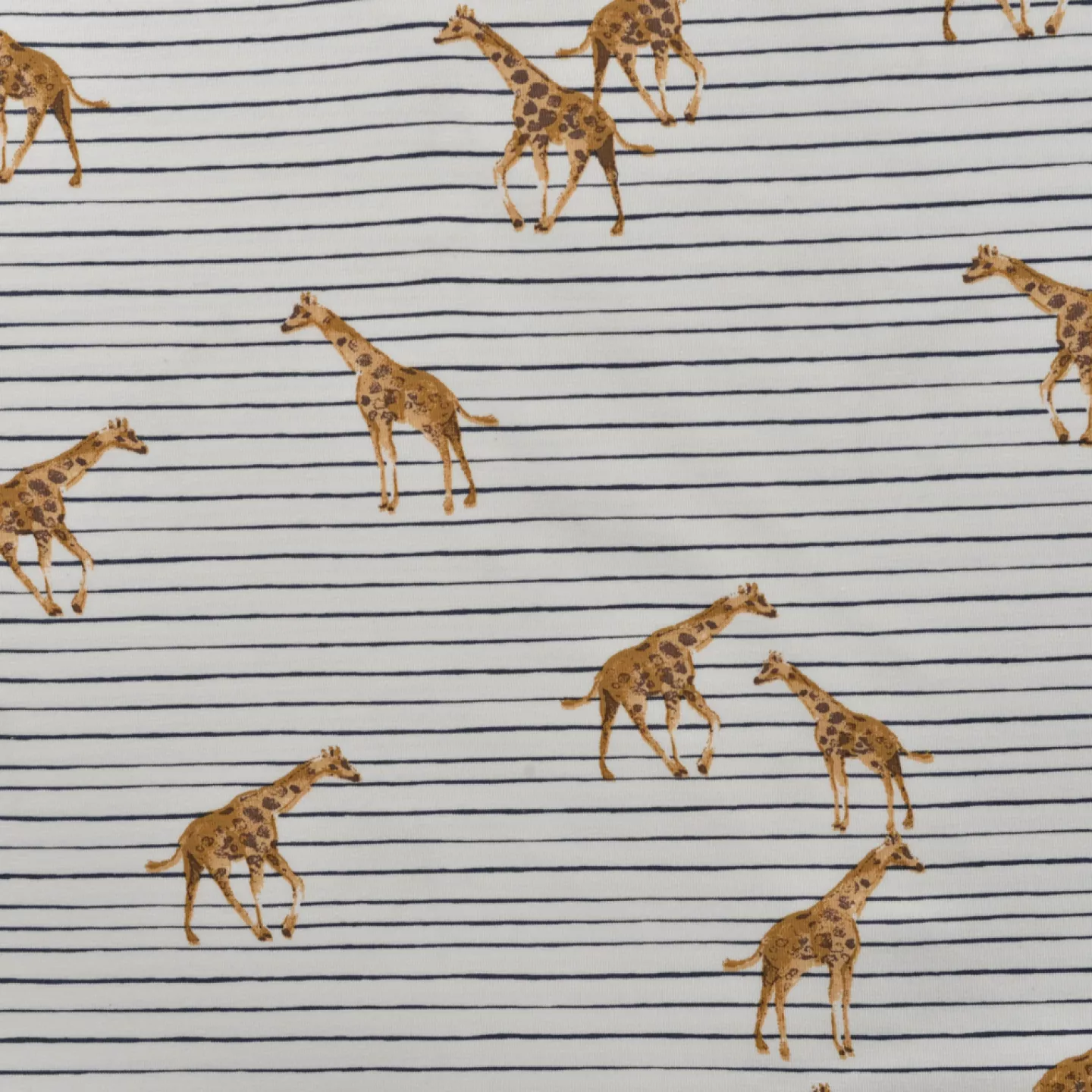 Tricot ecru gestreept met giraffen