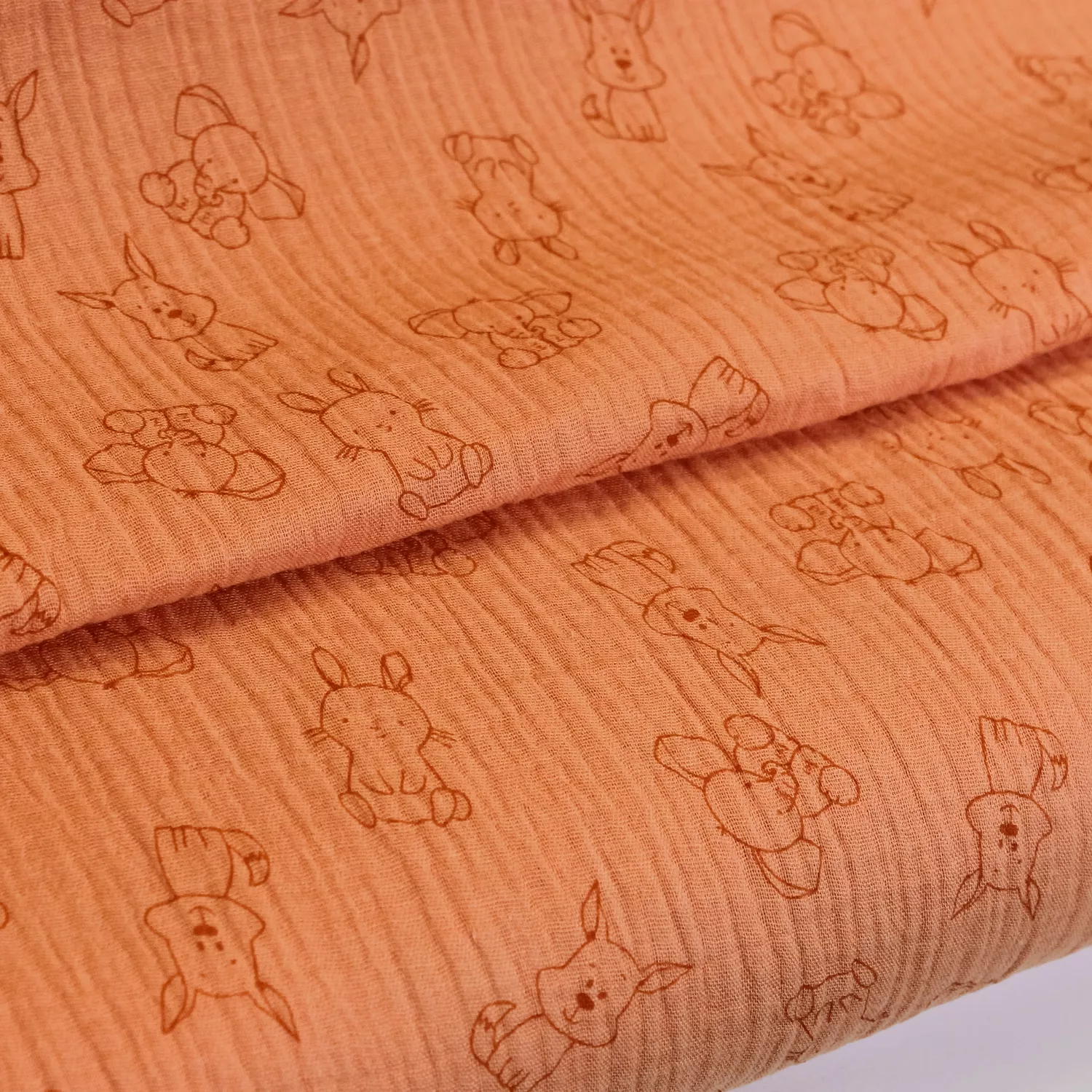 Double gauze oranje met dieren