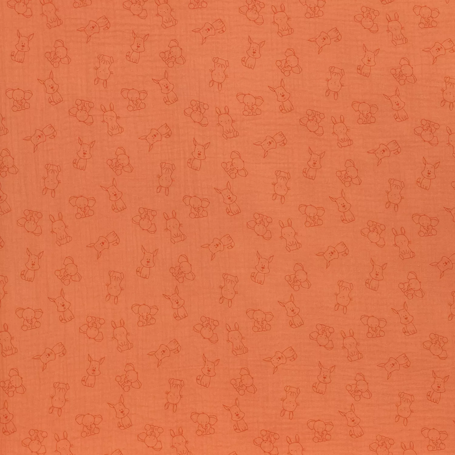 Double gauze oranje met dieren