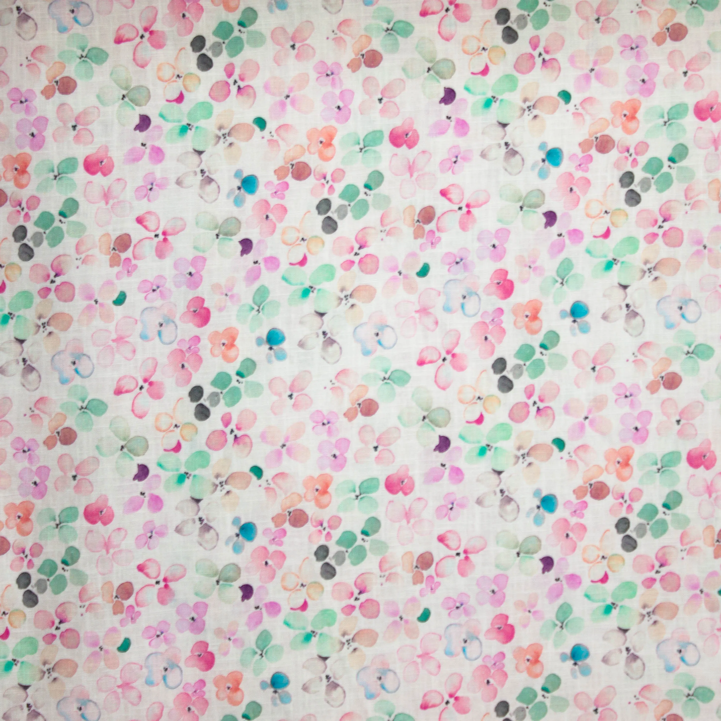 Linnen gebroken wit met aquarel bloemen