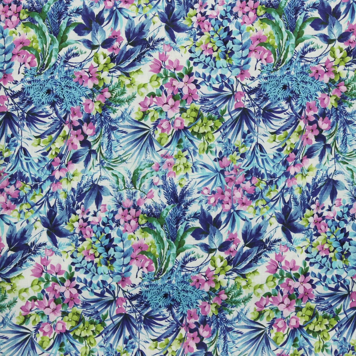 Linnen wit met blauwe bloemen - Alta Moda
