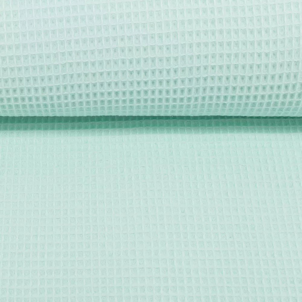 Wafelstof katoen gebroken aqua blauw