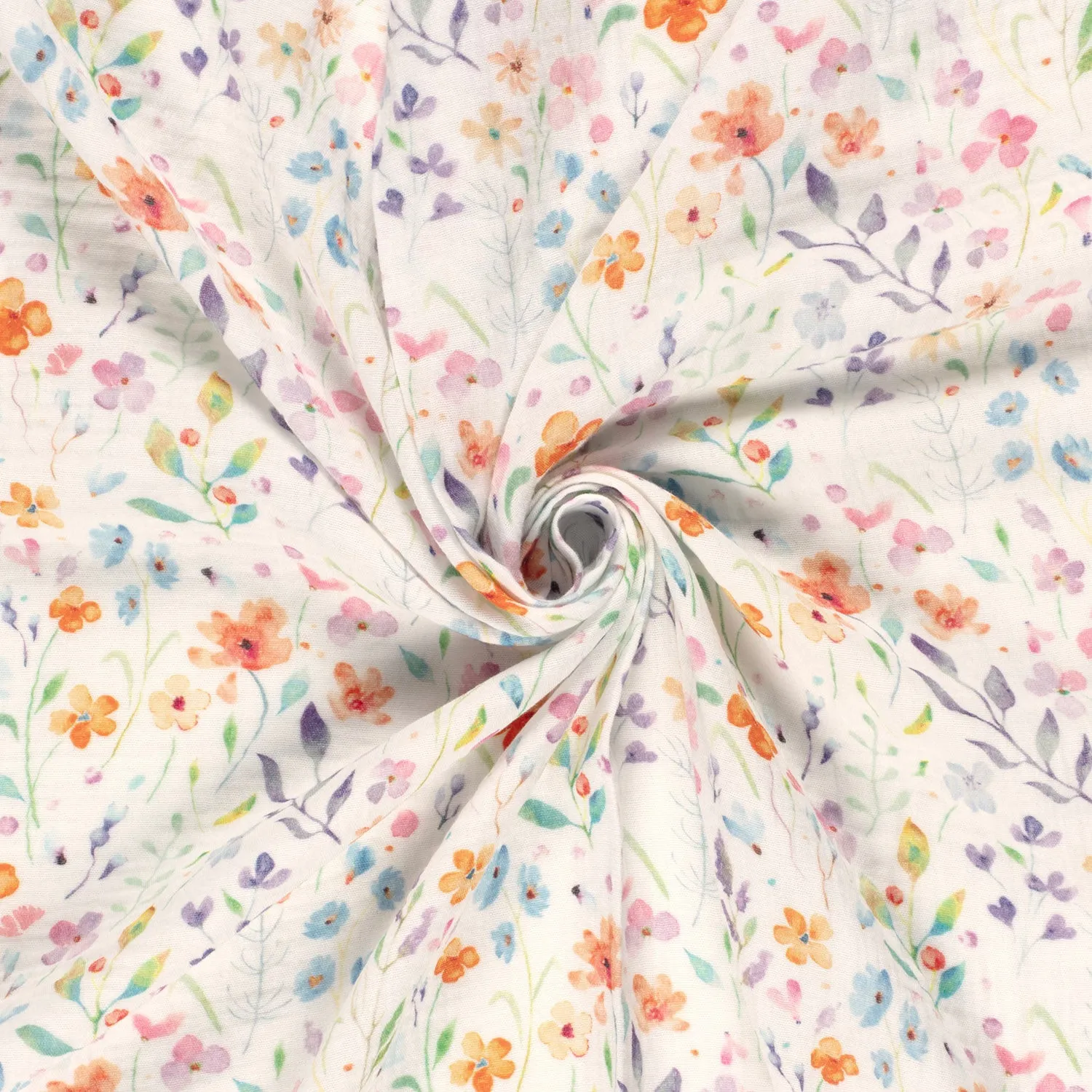 Double gauze met gekleurde bloemen