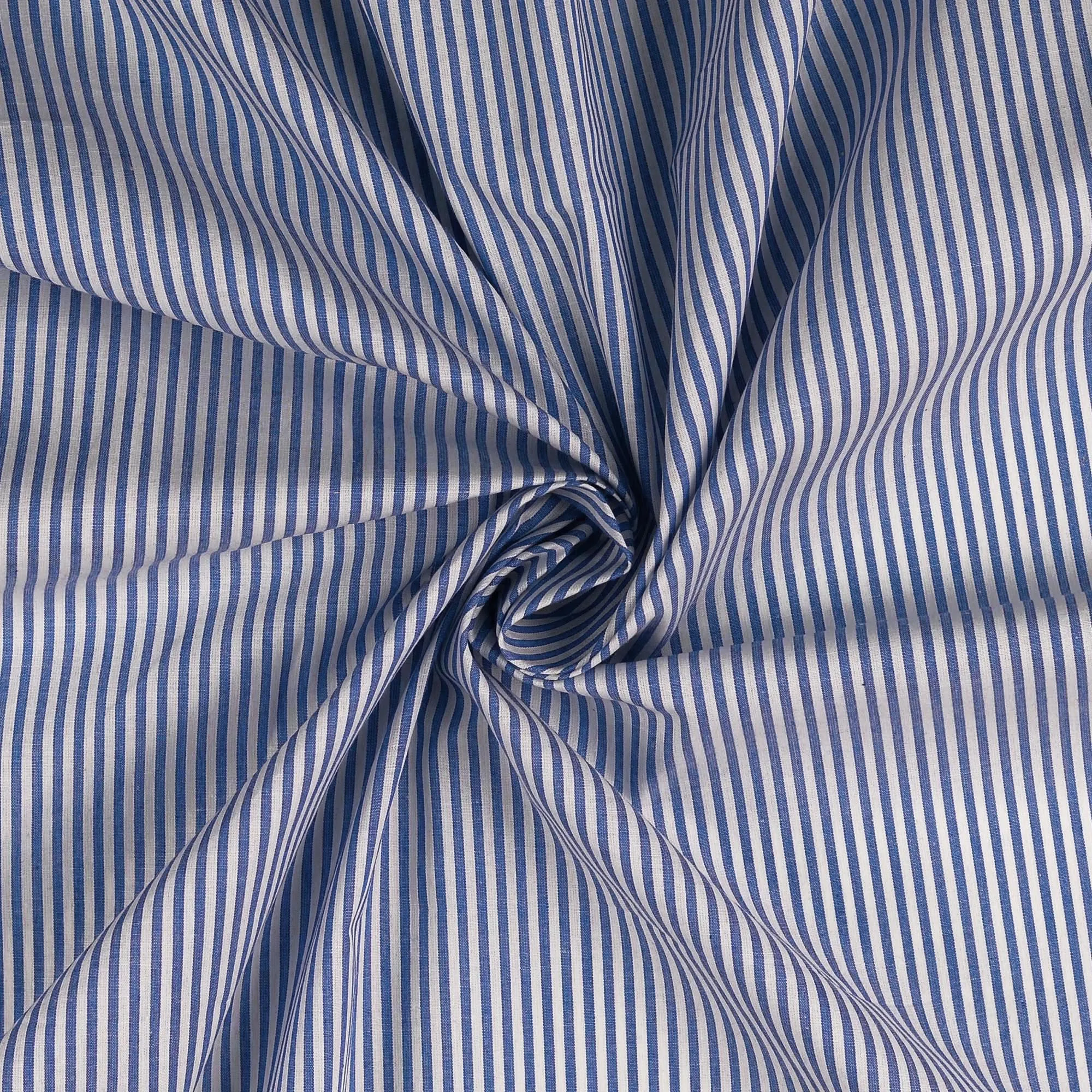 Katoen blauw met strepen