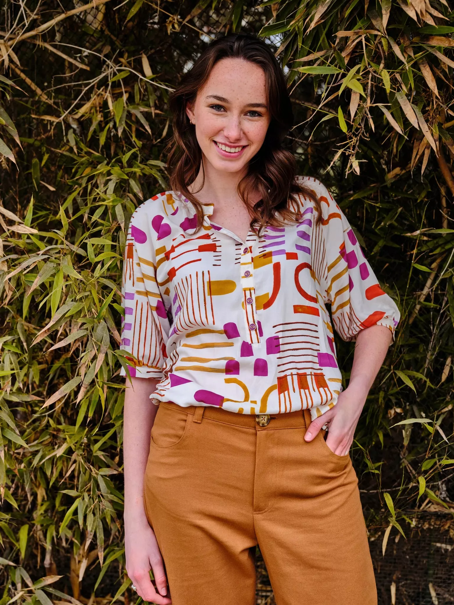 Viscose met abstracte print   - Atelier Jupe