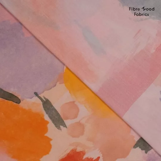 Poplin oranje met aquarel strepen - Fibre Mood