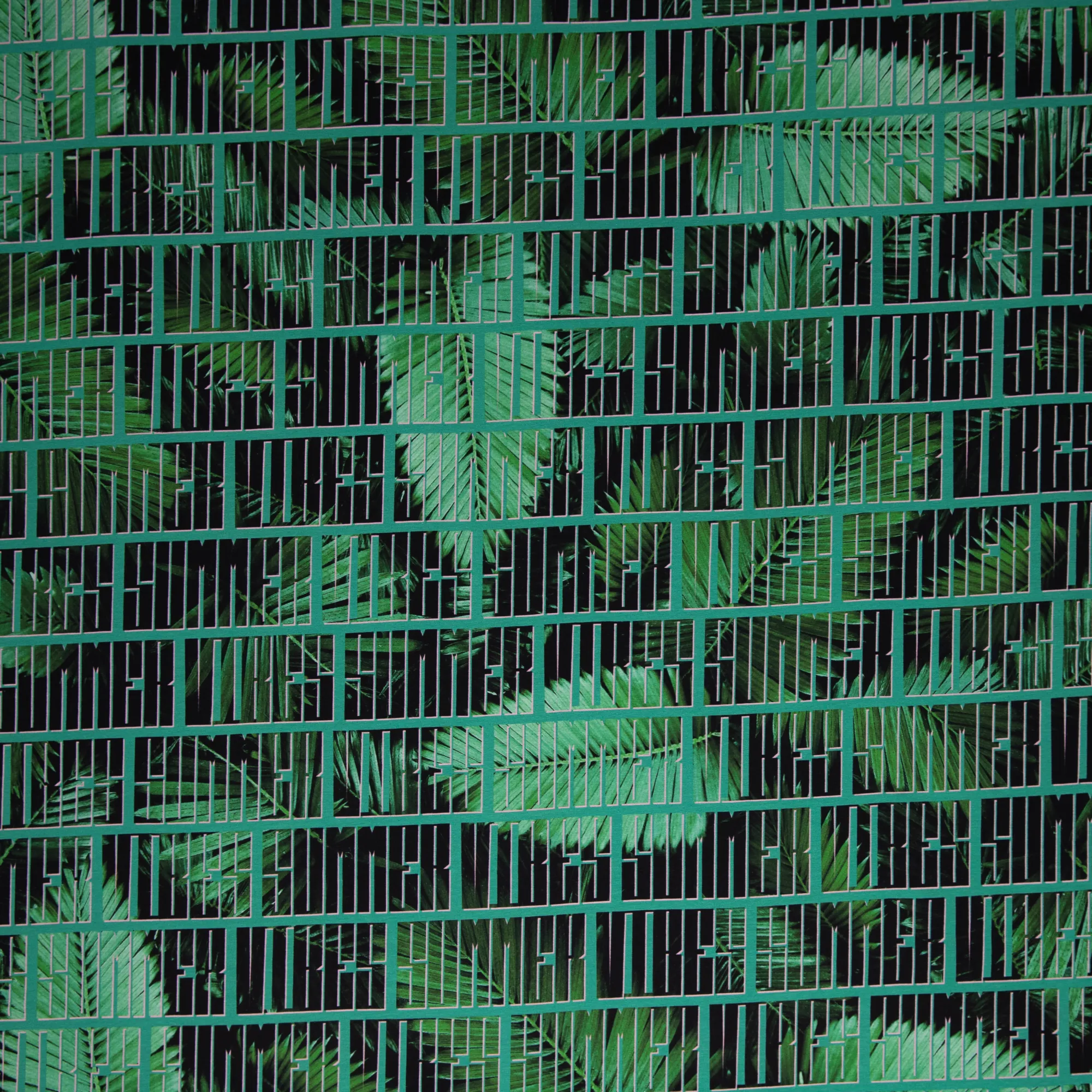 Tricot groen met palm bladeren 'Summer Vibes'