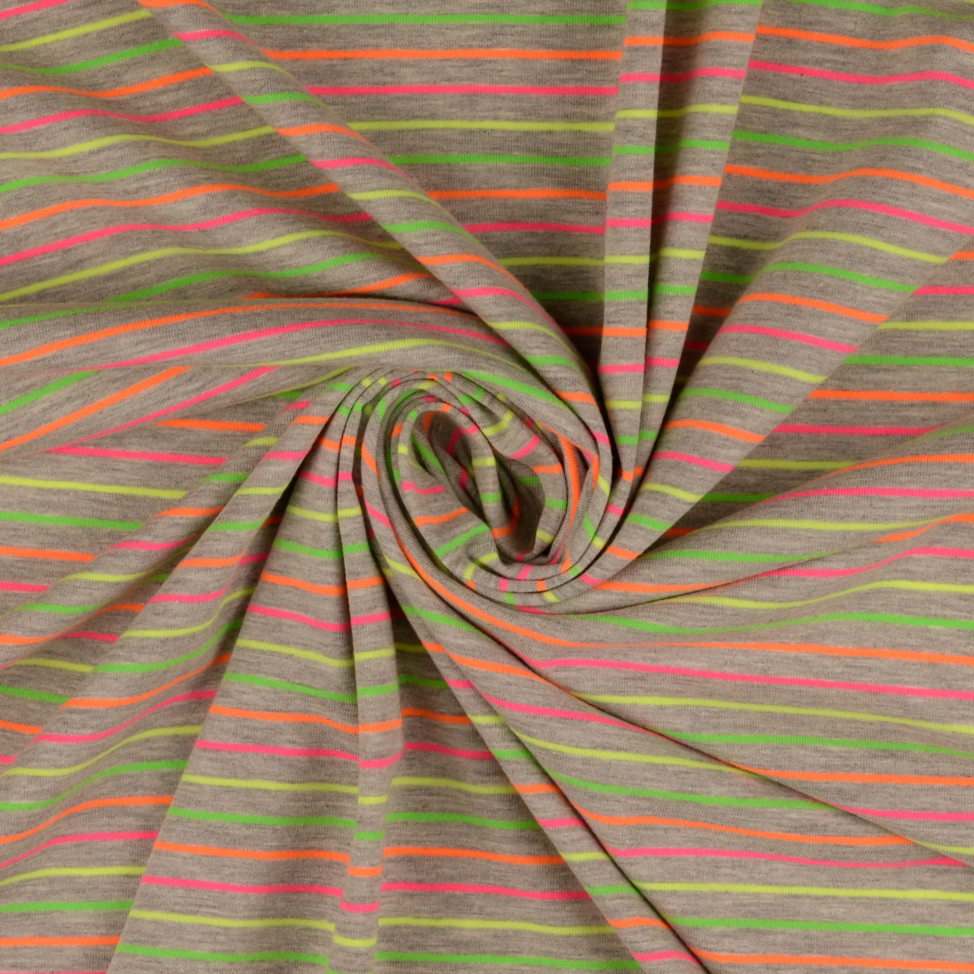 Tricot grijs met fluo strepen