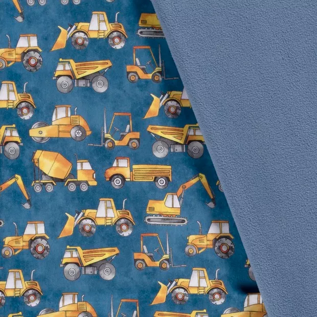 Softshell blauw met kranen, trucks