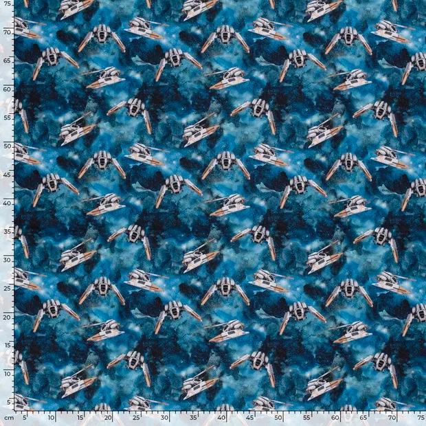 Softshell blauw met ruimteschepen
