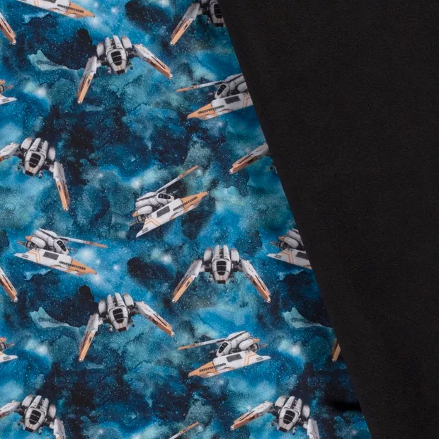 Softshell blauw met ruimteschepen