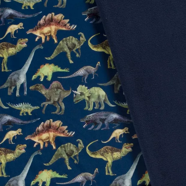 Softshell blauw met dinosaurussen