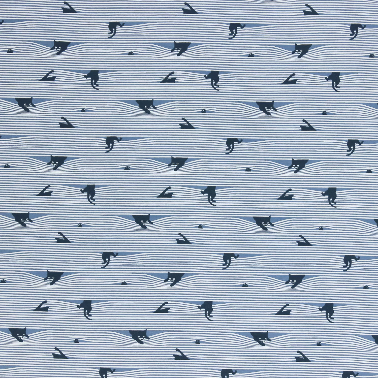 Tricot bauw gestreept met katten - Little Darling