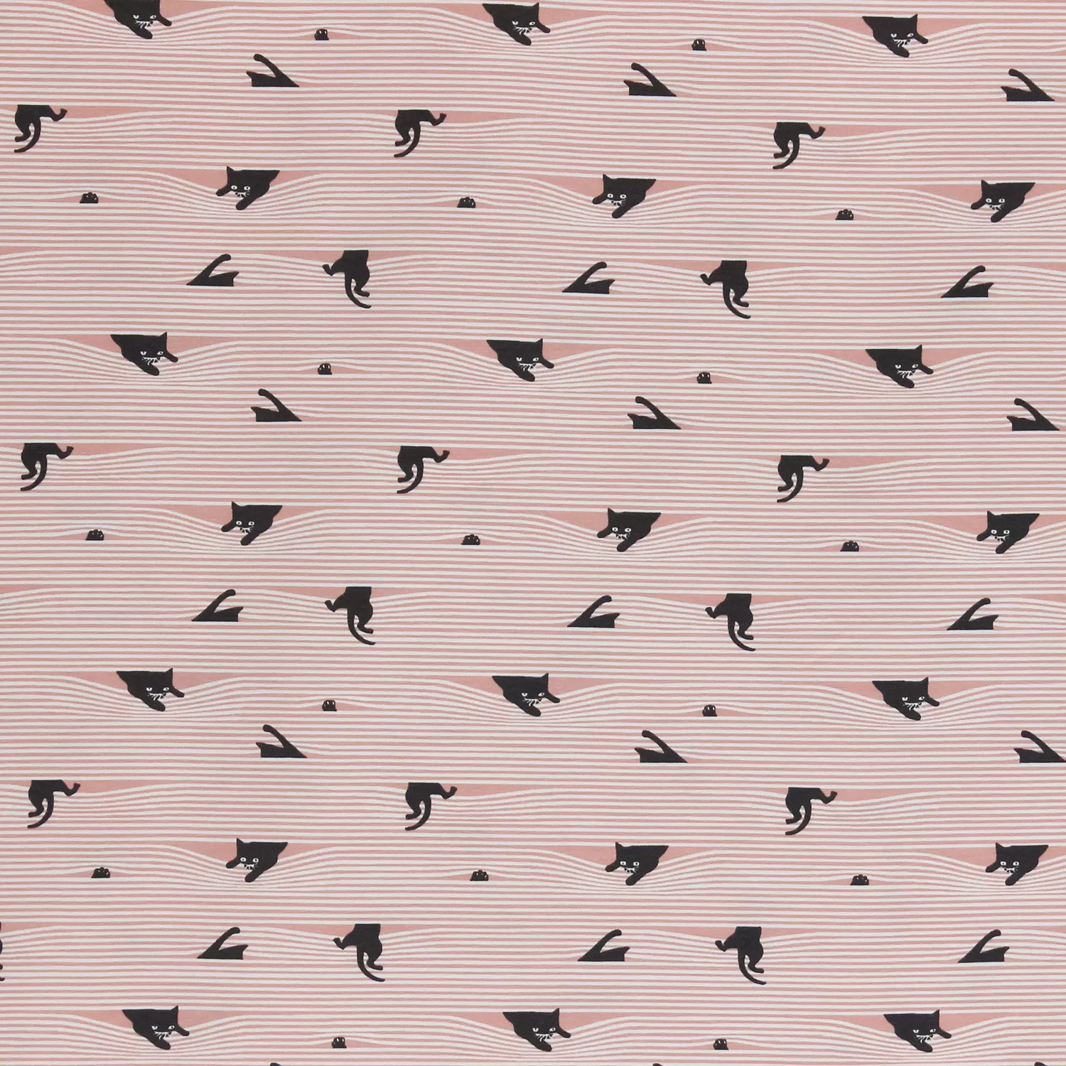 Tricot roze gestreept met katten - Little Darling