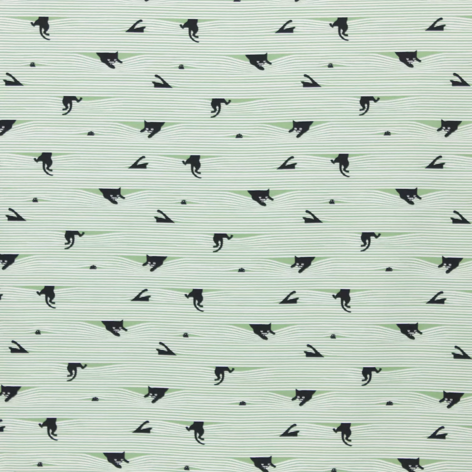 Tricot groen gestreept met katten - Little Darling