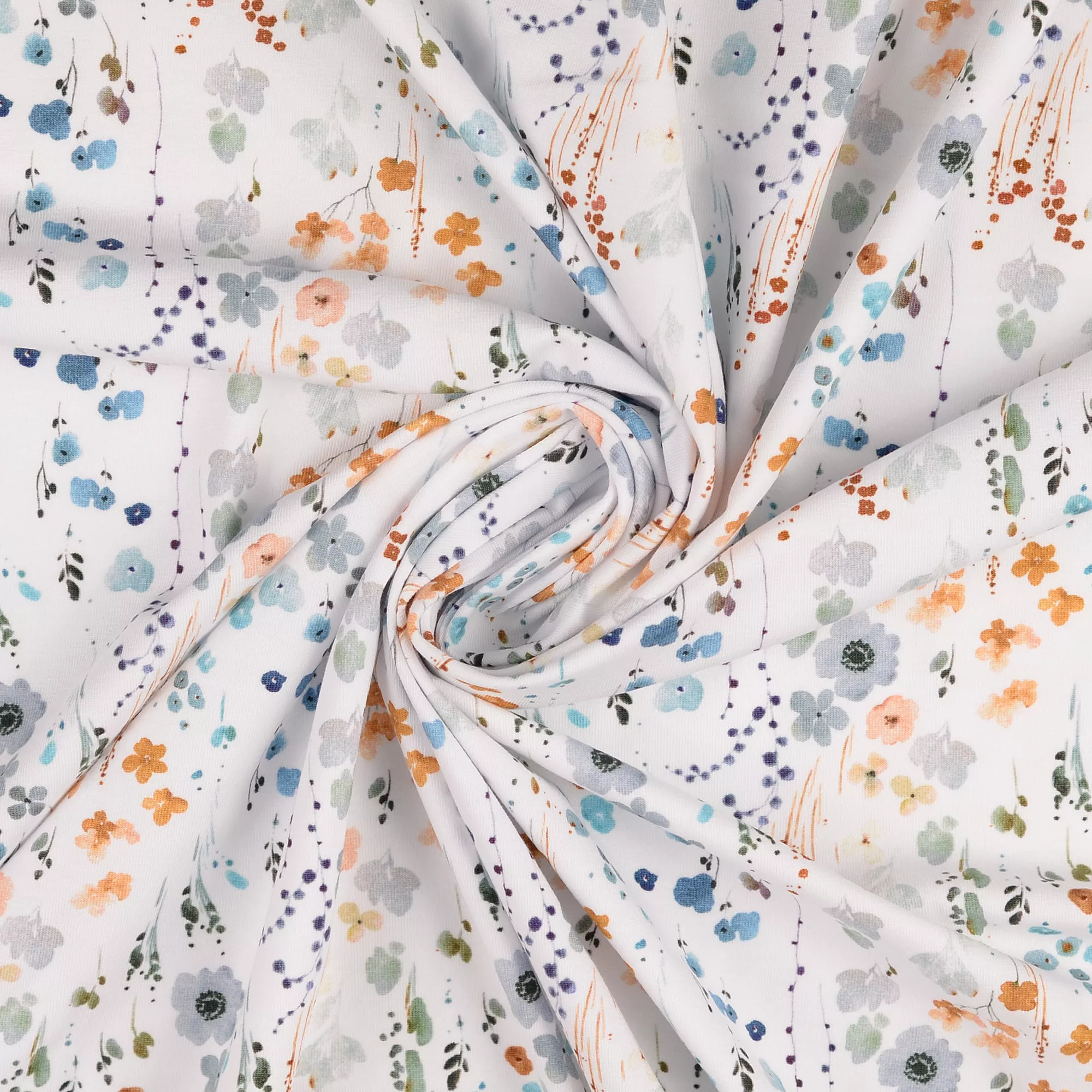Tricot wit met bloemen