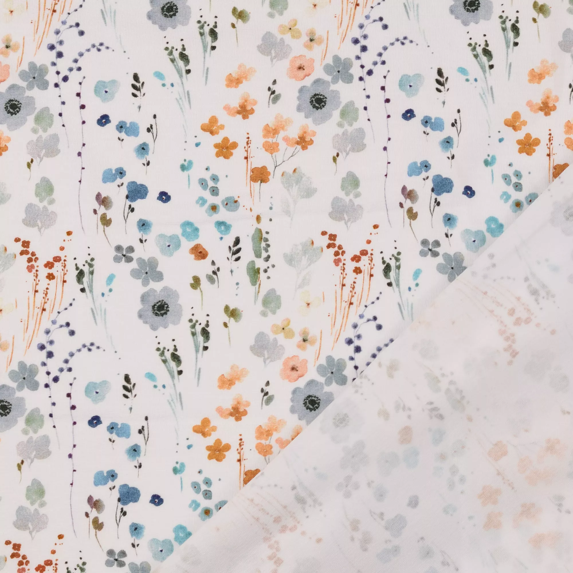 Tricot wit met bloemen