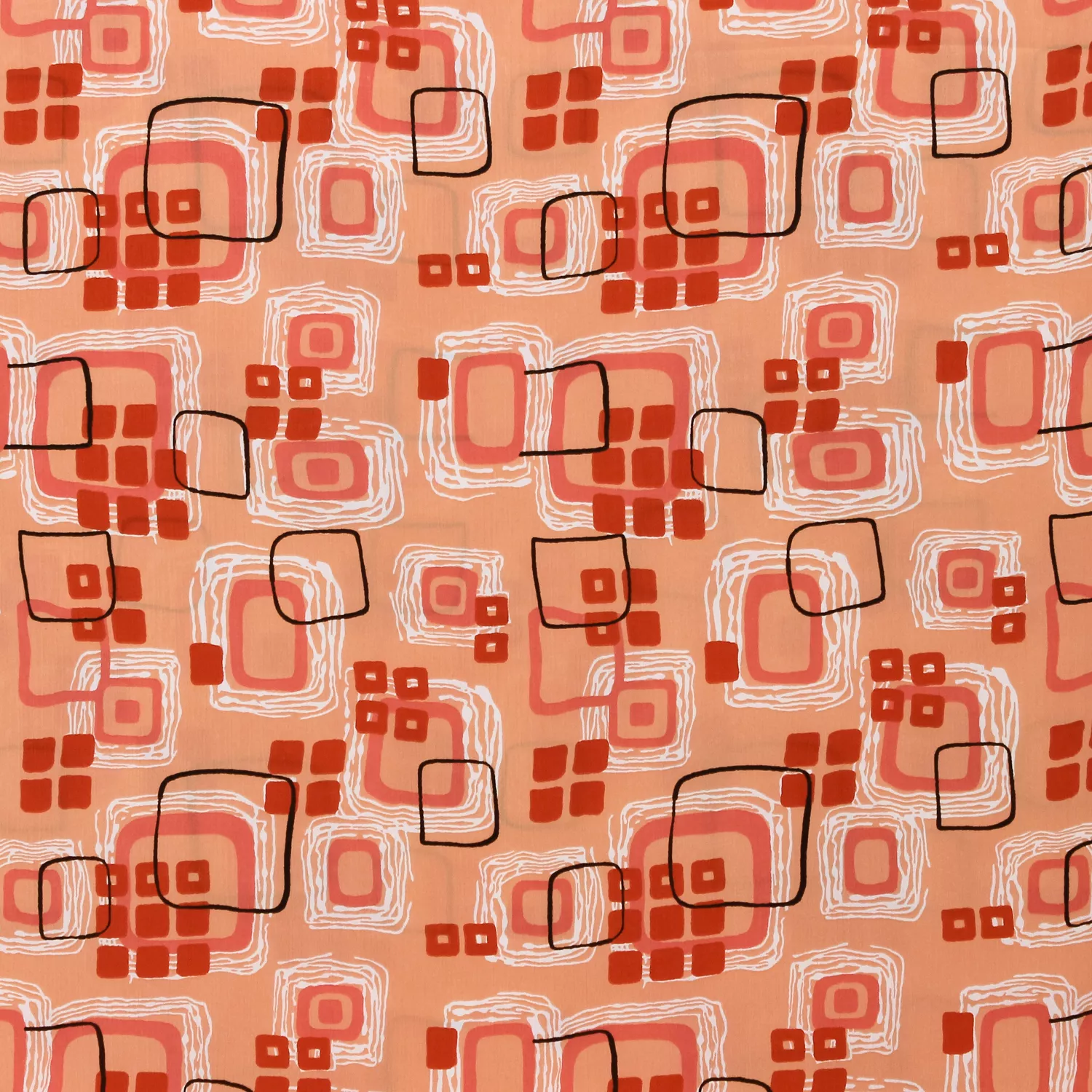 Plissé abrikoos/zalmroze met abstracte print