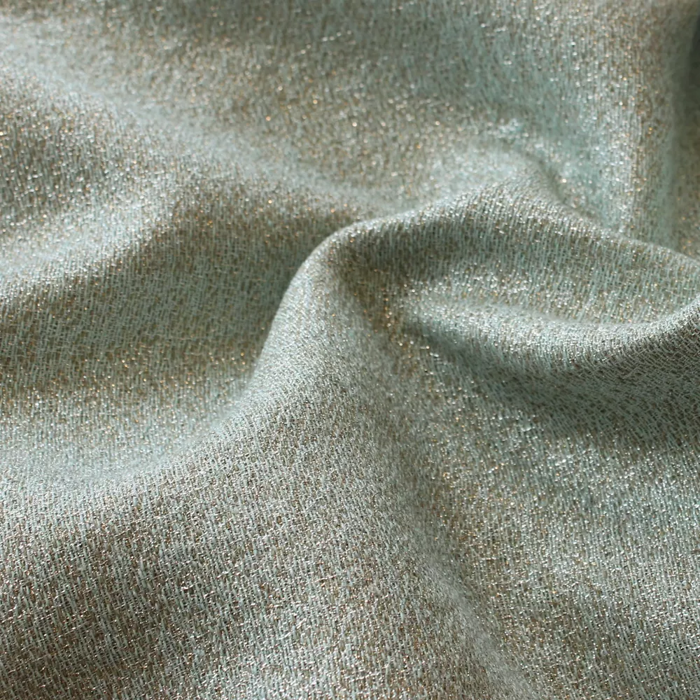 Geweven stof double face blauw met gouden draad - Lorré