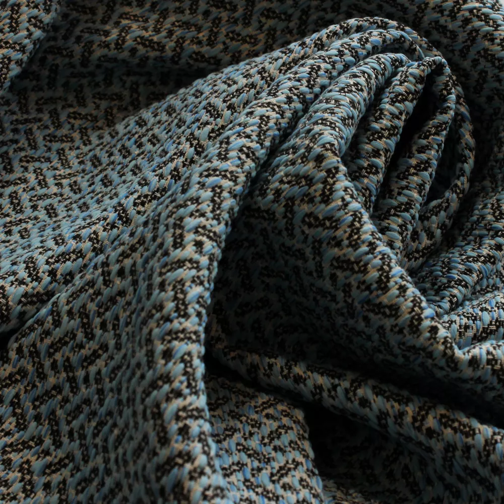 Chanelstof double face blauw met streepjes - Lorré
