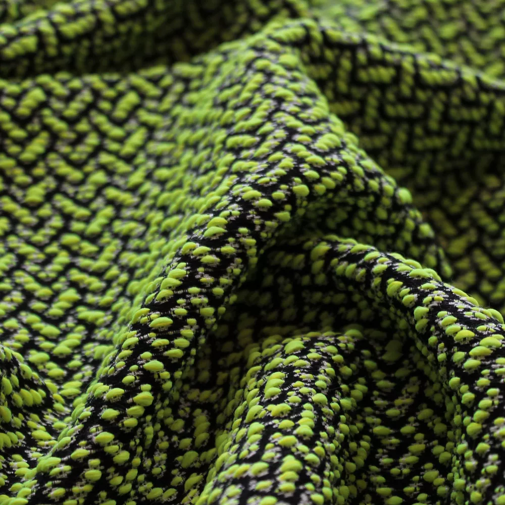 Chanelstof double face groen met streepjes - Lorré