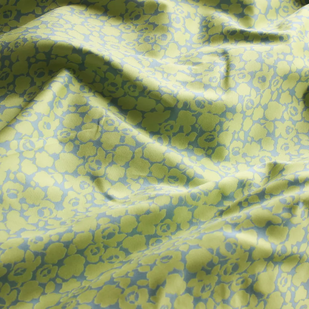 Jacquard mikado double face bloemen groen/blauw - Lorré
