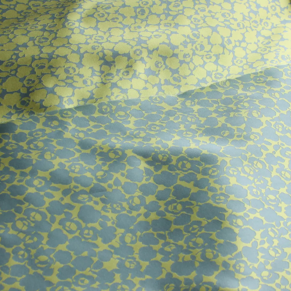 Jacquard mikado double face bloemen groen/blauw - Lorré
